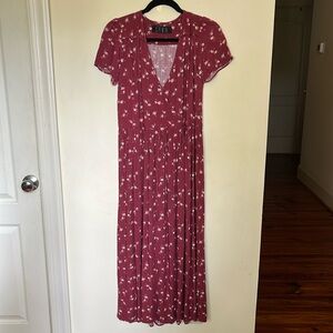 Christy Dawn crimson maxi dress with floral pattern